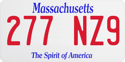 MA license plate 277NZ9