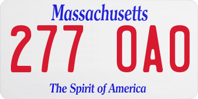 MA license plate 277OA0