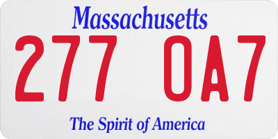 MA license plate 277OA7