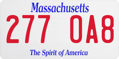 MA license plate 277OA8