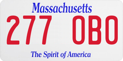MA license plate 277OB0