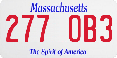 MA license plate 277OB3