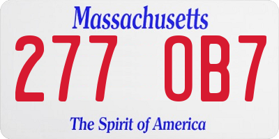 MA license plate 277OB7