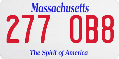 MA license plate 277OB8