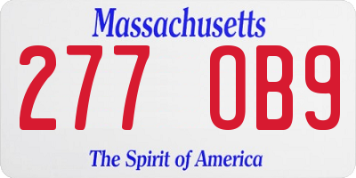 MA license plate 277OB9