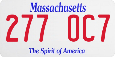 MA license plate 277OC7