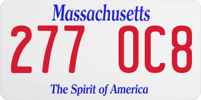 MA license plate 277OC8