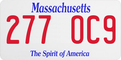 MA license plate 277OC9