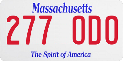 MA license plate 277OD0