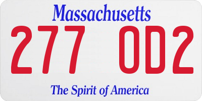 MA license plate 277OD2