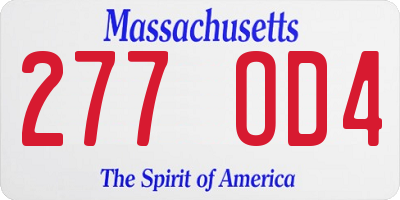 MA license plate 277OD4