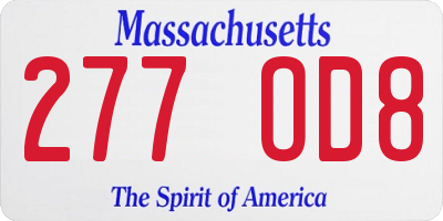 MA license plate 277OD8
