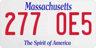 MA license plate 277OE5