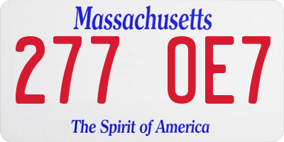 MA license plate 277OE7