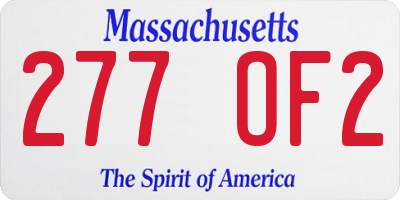MA license plate 277OF2