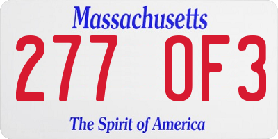 MA license plate 277OF3
