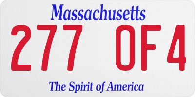 MA license plate 277OF4