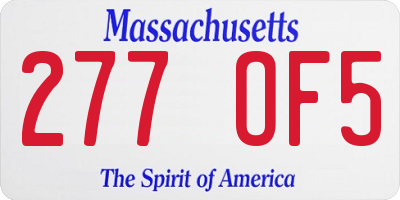 MA license plate 277OF5
