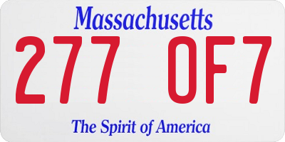 MA license plate 277OF7