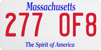 MA license plate 277OF8