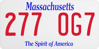 MA license plate 277OG7