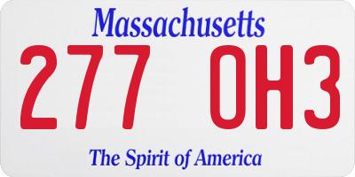 MA license plate 277OH3