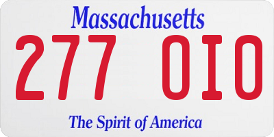 MA license plate 277OI0