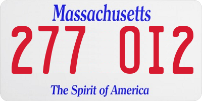 MA license plate 277OI2