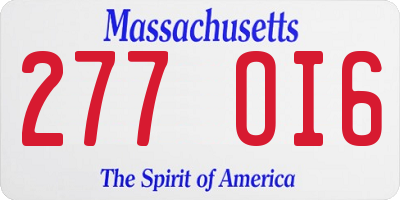 MA license plate 277OI6