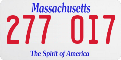 MA license plate 277OI7