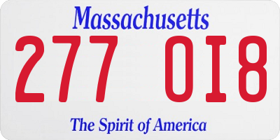 MA license plate 277OI8