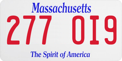 MA license plate 277OI9