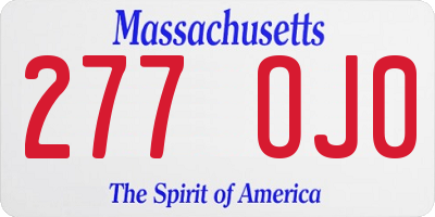 MA license plate 277OJ0