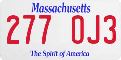 MA license plate 277OJ3