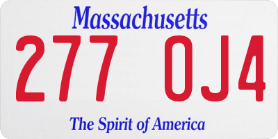 MA license plate 277OJ4