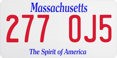 MA license plate 277OJ5