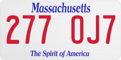 MA license plate 277OJ7