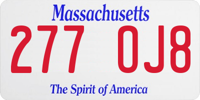 MA license plate 277OJ8