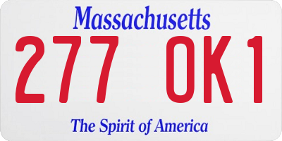 MA license plate 277OK1