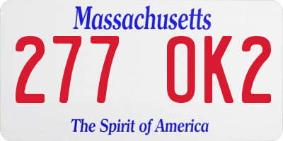 MA license plate 277OK2