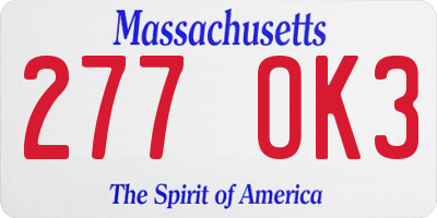 MA license plate 277OK3