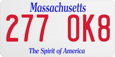 MA license plate 277OK8