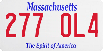 MA license plate 277OL4