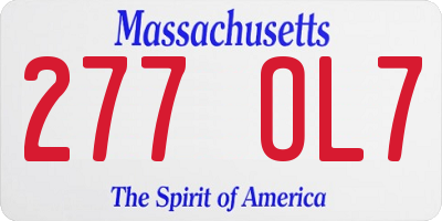 MA license plate 277OL7