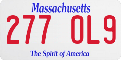 MA license plate 277OL9