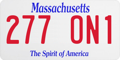 MA license plate 277ON1