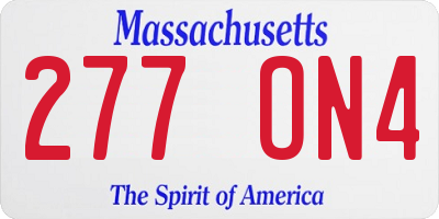 MA license plate 277ON4