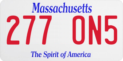 MA license plate 277ON5