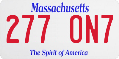MA license plate 277ON7
