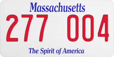 MA license plate 277OO4